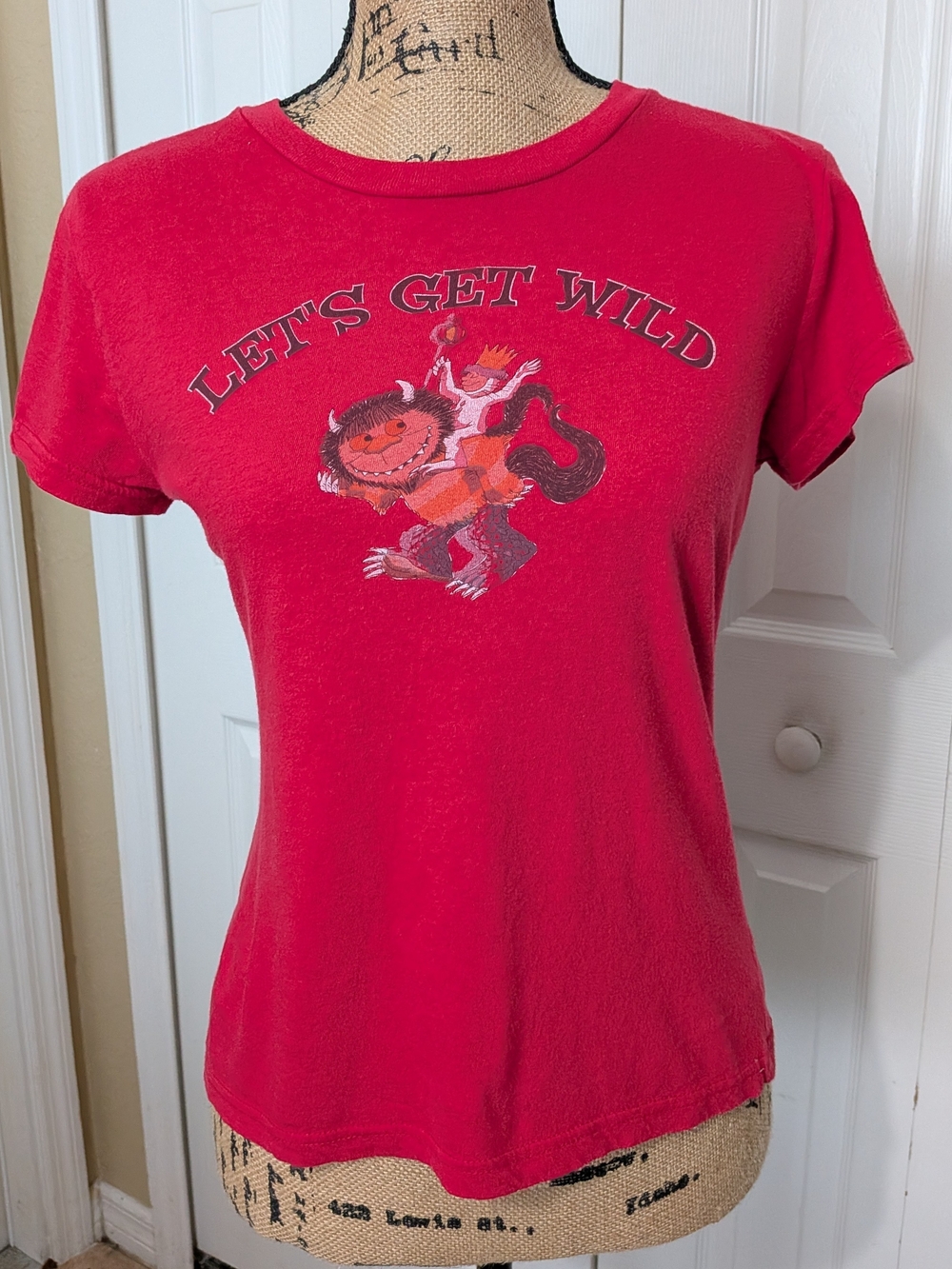 Vintage Where The Wild Things Are Red Graphic Women's Baby Tee